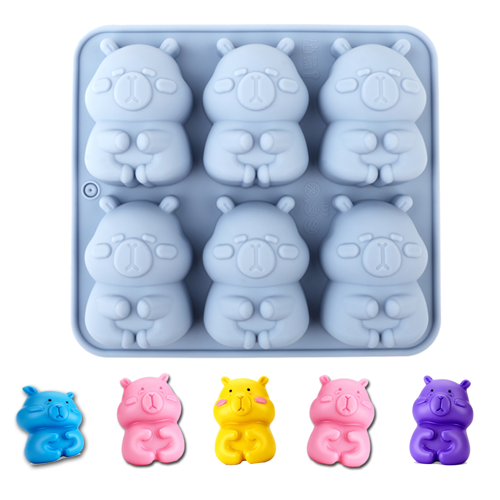 Soap Making Lye - 귀여운 카피바라 모양의 실리콘 케이크 몰드,