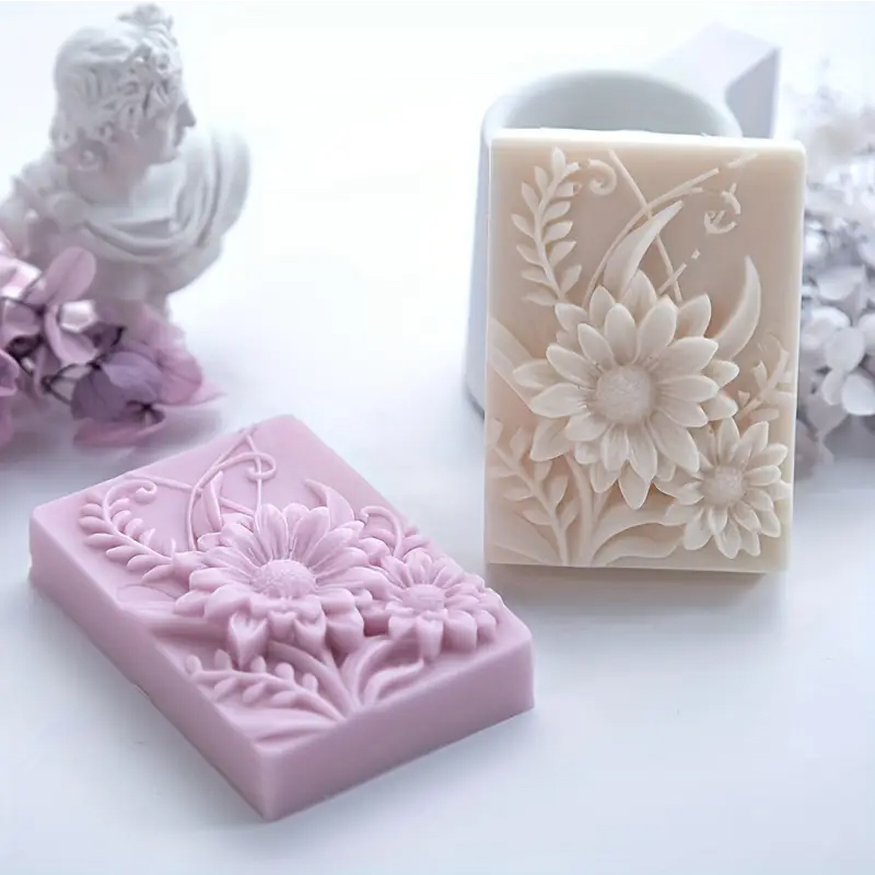 Soap Making Lye - 3D 꽃 사각형 비누 실리콘 금형